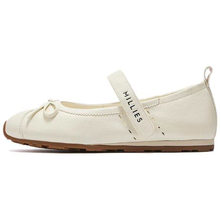 Millies MILLIE'S Cow Leather Flat Mary Jane Shoes Women's Beige
