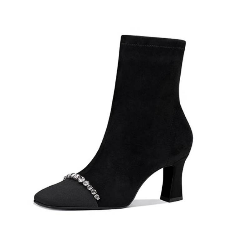 JESSICA SOPHIA Suede Ankle Boots 6.5cm Women's Black