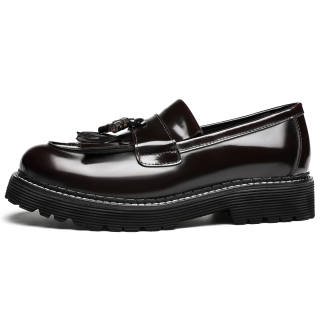 DIENGRLEY Loafers Men's Low Top Burgundy/Black