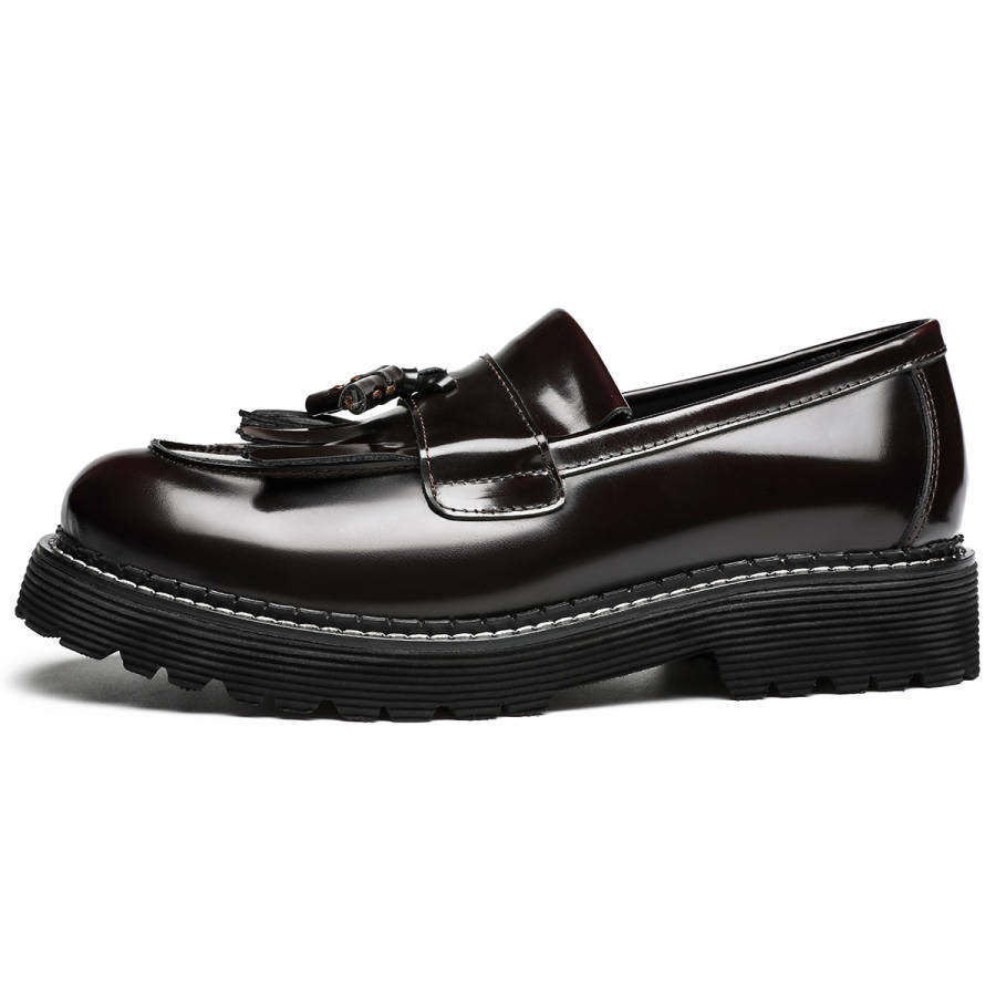 DIENGRLEY Loafers Men's Low Top Burgundy/Black