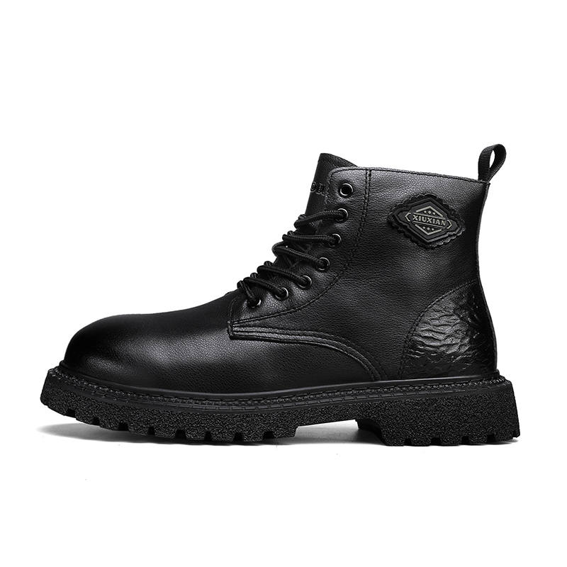 XIMO BULL XIMO BULL Top Grain Cow Leather Short Combat Boots 3cm Men's