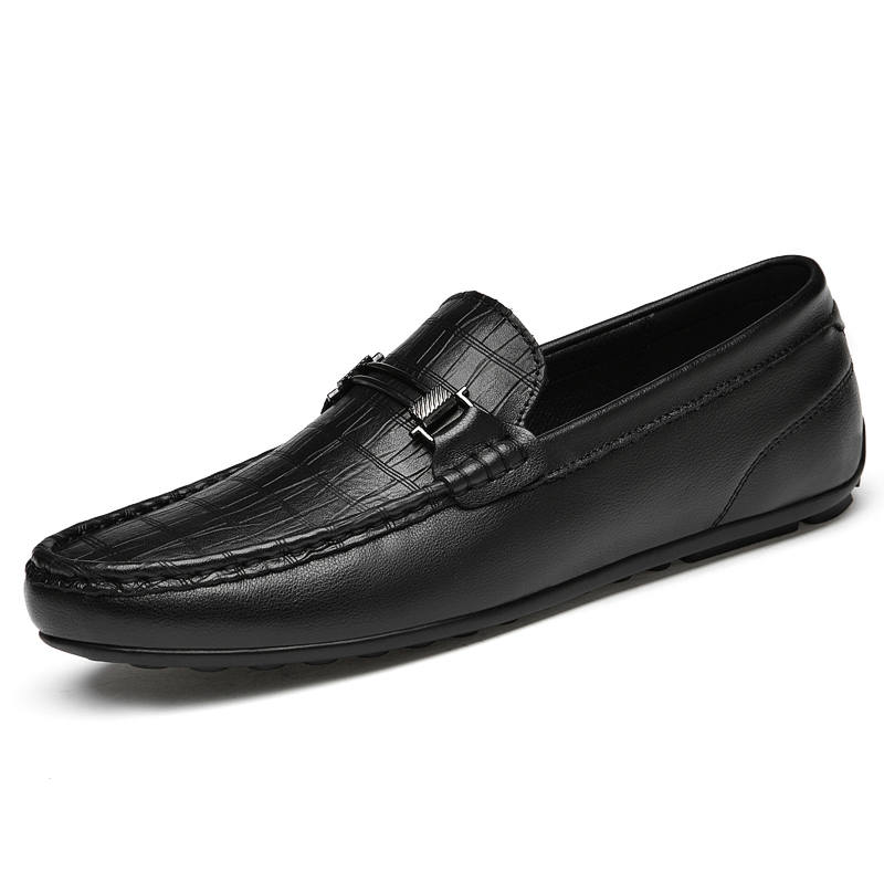 GONGNIULEITING Top Grain Cow Leather Men's Casual Shoes Men's Black