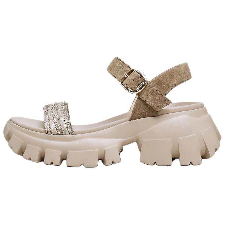 Staccato Oat Snow Skin One Strap Sandals 7cm Women's Sesame Gray