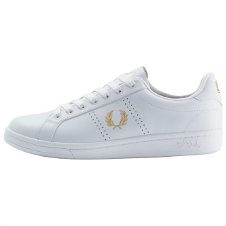 FRED PERRY Leather Slip Resistant Slip Resistant Low top Skateboard Shoes Unisex White