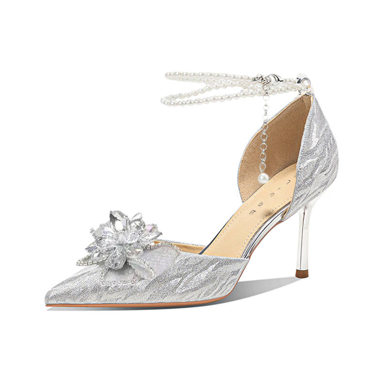Ainer-cat Ainer cat Confessions Collection Slim Heel High Heels 8cm Women's Silver