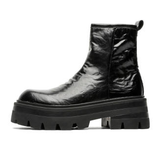 PINYI Microfiber Leather Short Combat Boots Men's Black