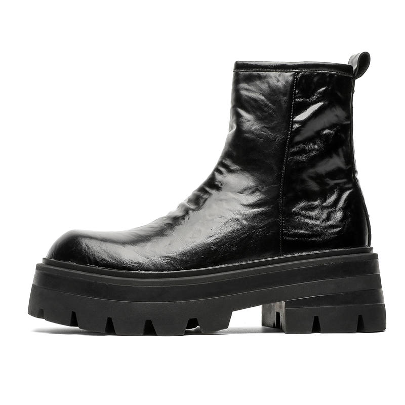 PINYI PINYI Microfiber Leather Short Combat Boots Men's Black