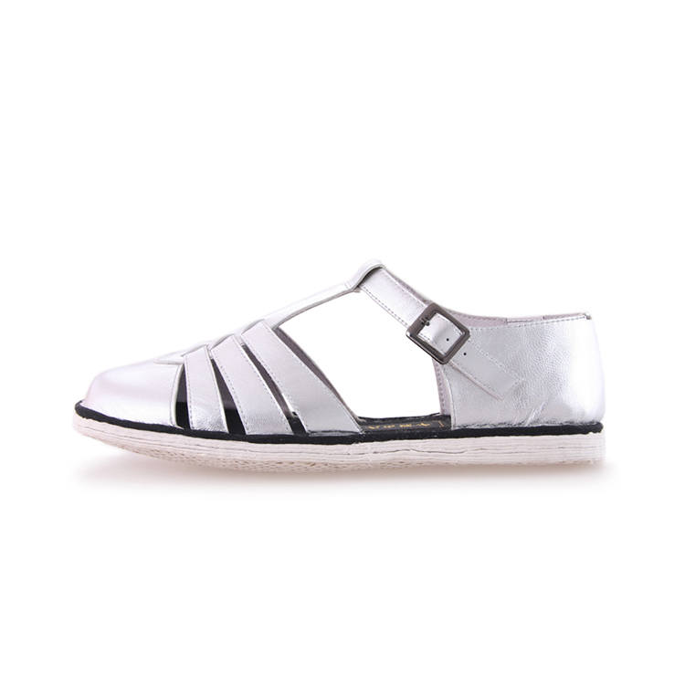 Neiliansheng Top Grain Cow Leather Women's Casual Shoes Women's Silver
