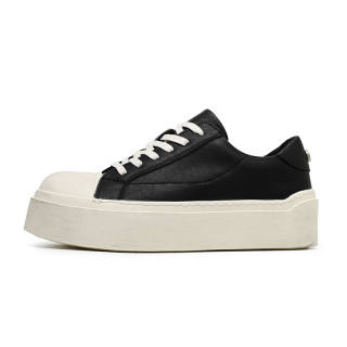 NSIOSC Pu Cushioning Abrasion Resistant Height Increasing Low top Skateboard Shoes Unisex Black White