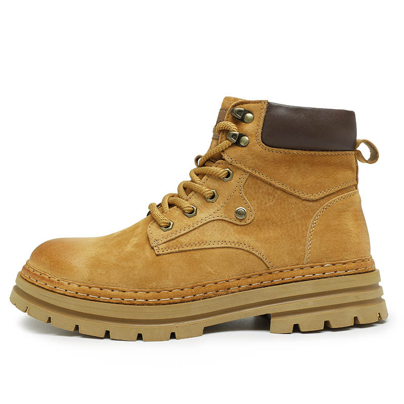 CariteSport Top Grain Pig Leather Short Combat Boots Men's