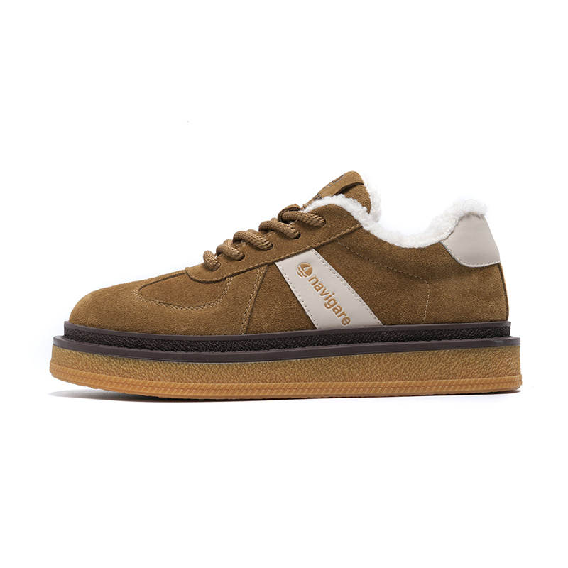 NAVIGARE Italian Version Small Sailboat Height Increasing Low top Fleece Lined Skateboard Shoes Women's Earth Yellow