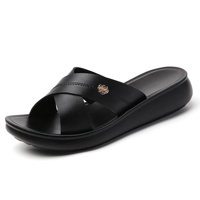 Reivantix Reivanti PU Polyurethane Slip Resistant Slide Slippers Women's Black