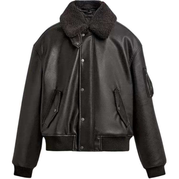 ZARA Puffer Jackets Men's Brown Lapel Moderate