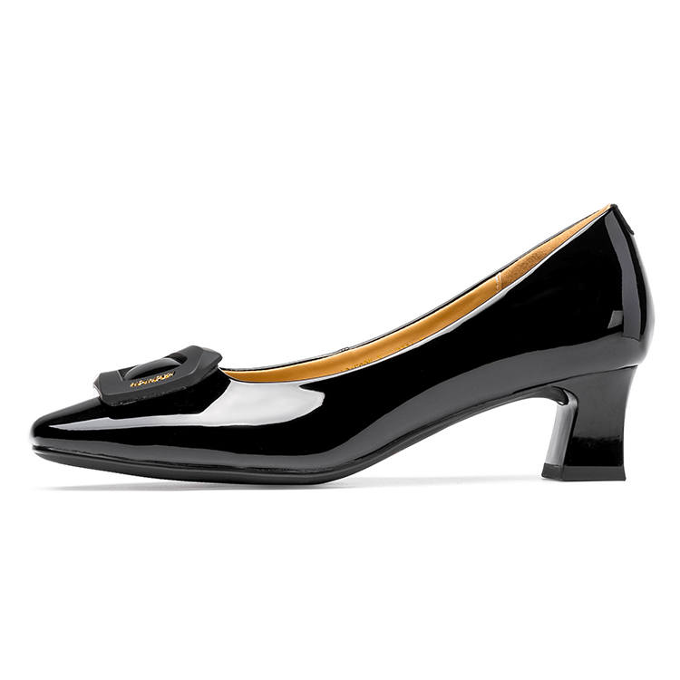 LAORENTOU Cow Leather Chunky Heel High Heels Women's