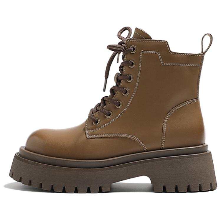 MIS. DANNY MIS. DANNY Cow Split Leather Platform Short Combat Boots Women's