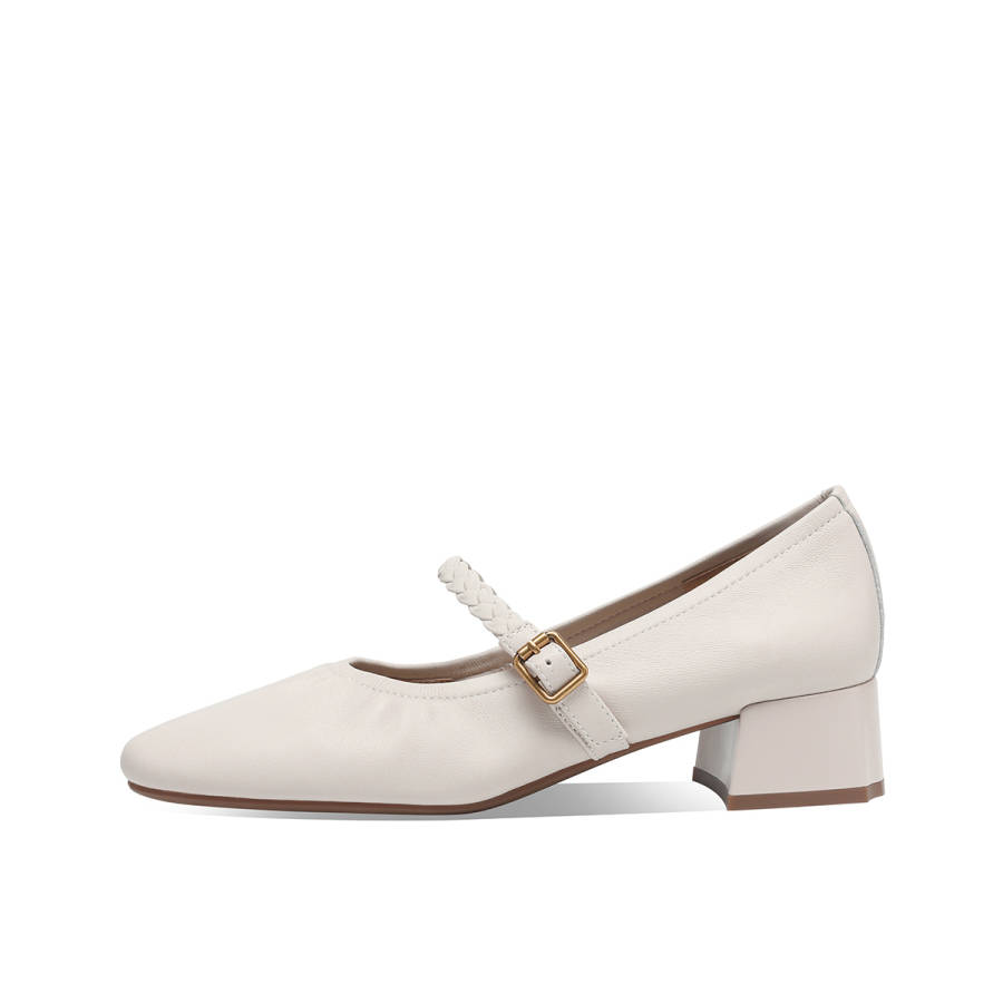 BOERDIQI Sheepskin Chunky Heel Mary Jane Shoes 3.5cm Women's