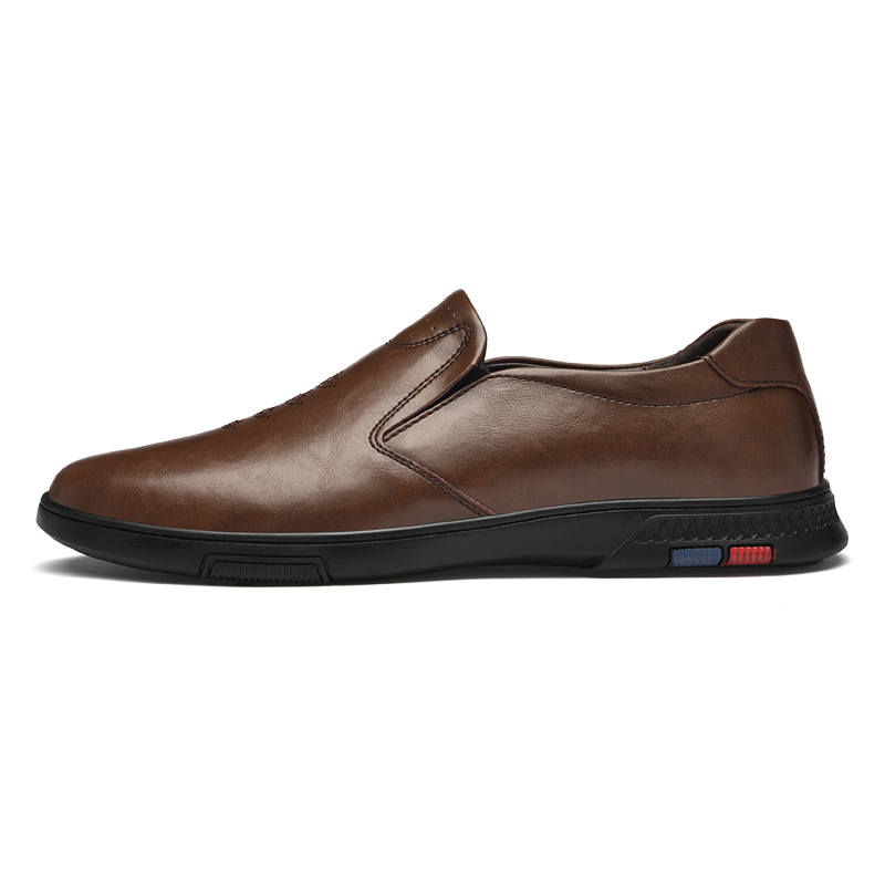 DAOTUSEN Casual Leather Shoes Men's Low Top Black Brown