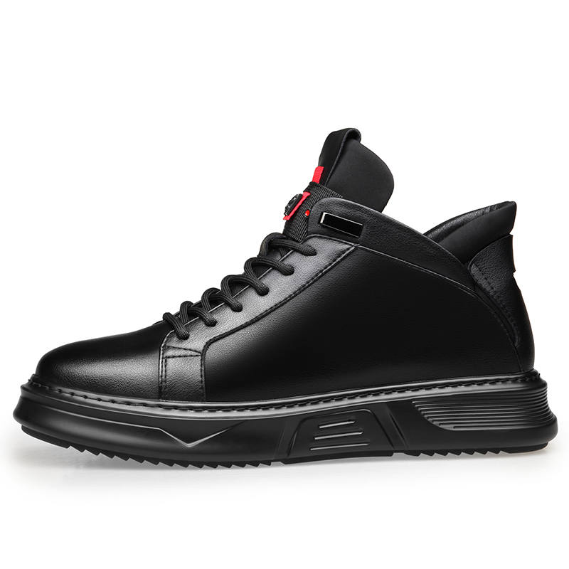 KAQIAODI Cow Split Leather Casual Shoes Men's Black