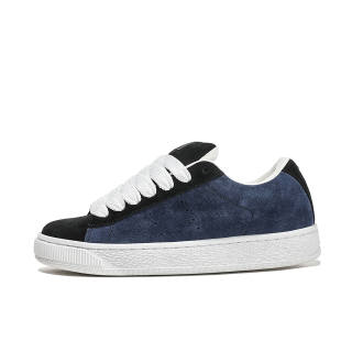 FERW Midnight Blue Heart Suede Thermal Coverage Abrasion Resistant Lightweight Slip Resistant Low top Skateboard Shoes