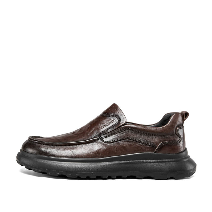 YEARCON Casual Leather Shoes Men's Low Top Brown