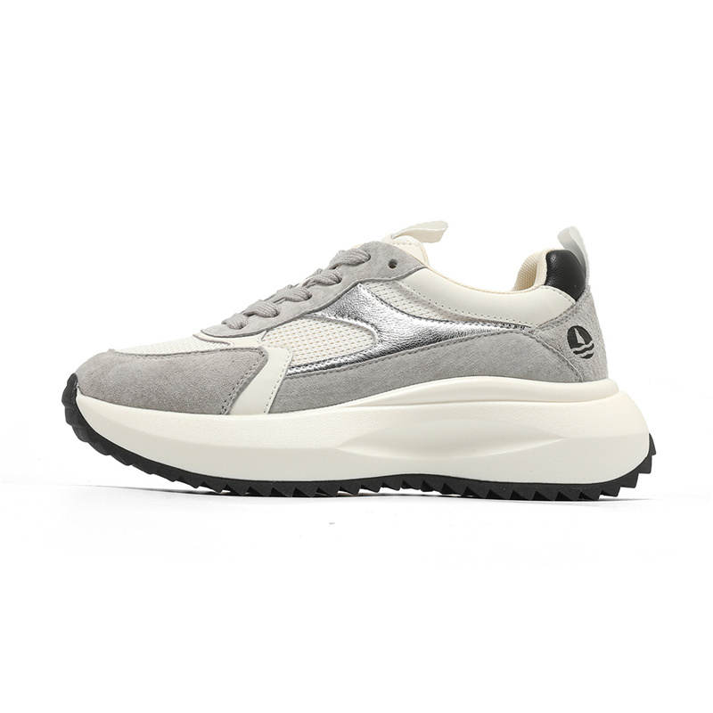 NAVIGARE Small Sailboat Mesh Height Increasing Low top Casual Shoes Women's Light Gray White