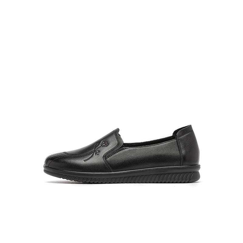 RED DRAGONFLY Cow Leather Soft Casual Shoes 3cm Women's Black