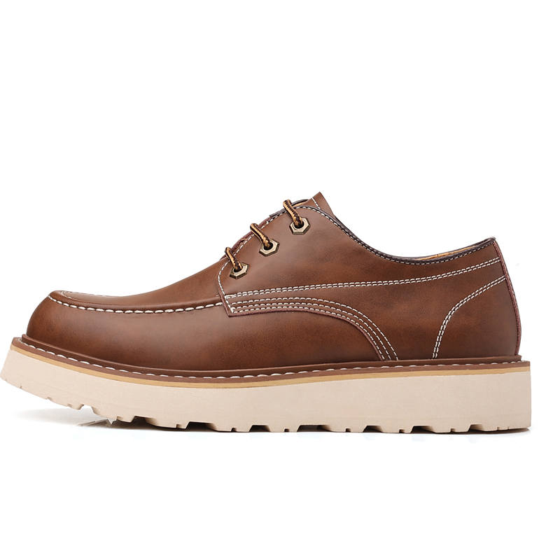 CAOZE Casual Leather Shoes Men's Low Top Black, Brown