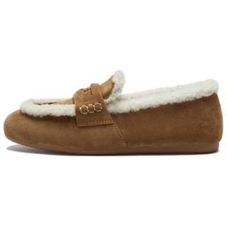 Le Saunda Cow Split Leather Small Heater Comfortable Versatile Gentle Wind Fleece Lined Thermal Slip on Padded