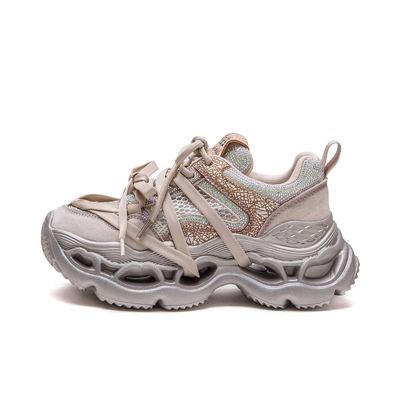 CHIBANG Pigskin Lightweight Low top Chunky Sneakers Women's