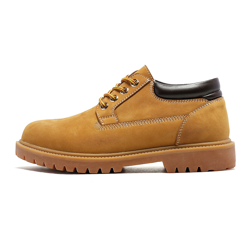 BAILUNHAN BAILUNHAN Cow Split Leather Short Combat Boots Men's Yellow