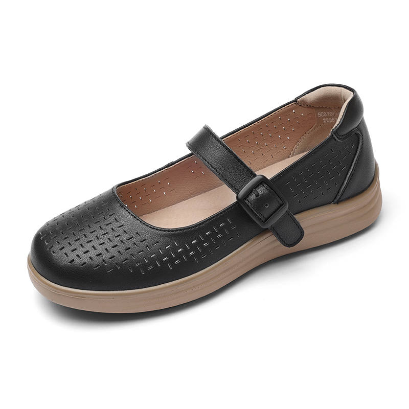 XINNUO Cow Leather Flat Mary Jane Shoes Women's