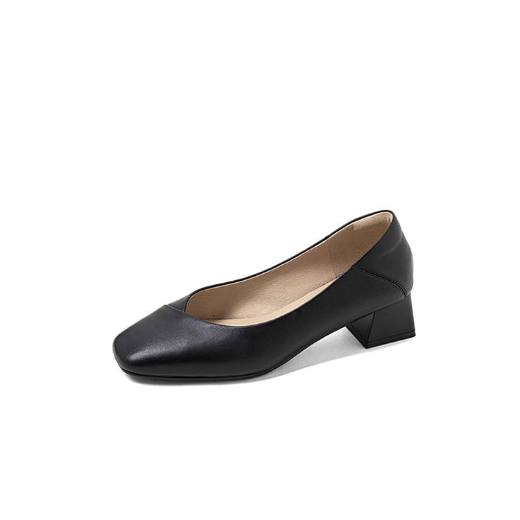 COMELY Sheepskin Chunky Heel High Heels 4cm Women's