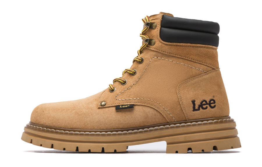 Lee Lee Yellow Boots Split Pig Leather Short Combat Boots Men's