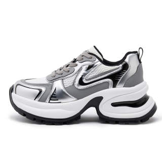 JIJILANGPIN Cow Split Leather Low top Chunky Sneakers Women's
