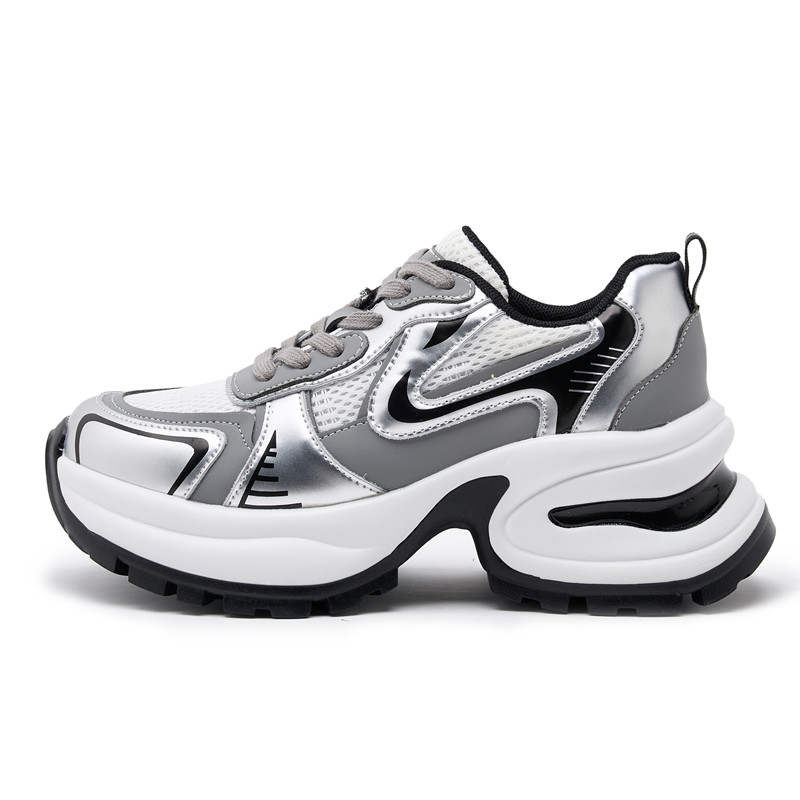 JIJILANGPIN Cow Split Leather Low top Chunky Sneakers Women's