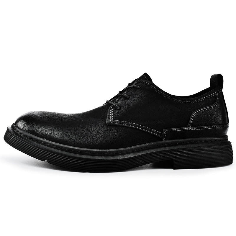 Laoks Casual Leather Shoes Men's Low Top Black/Brown