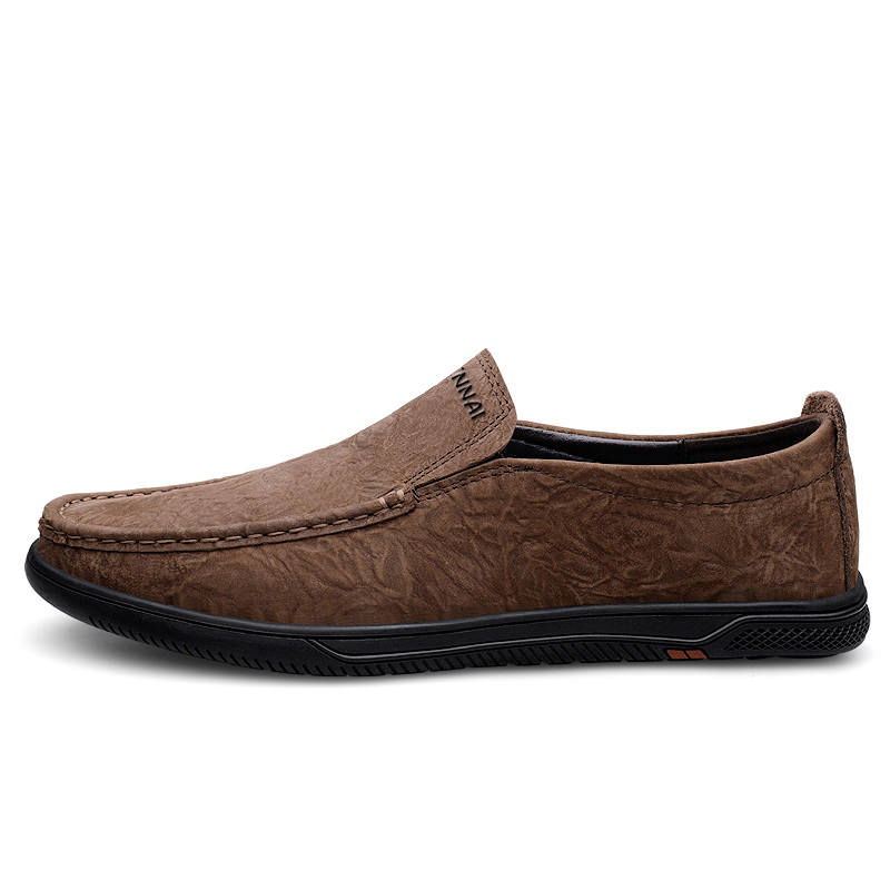 WENNAI Cow Split Leather Casual Shoes Men's Brown