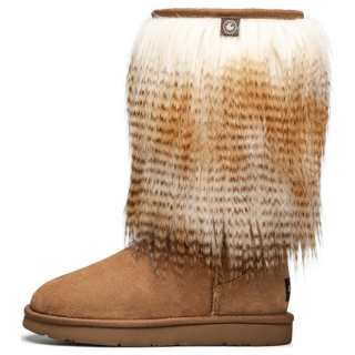 AU&MU Thermal Slip Resistant Thermal Slip Resistant Knee High Snow Boots Women's Chestnut