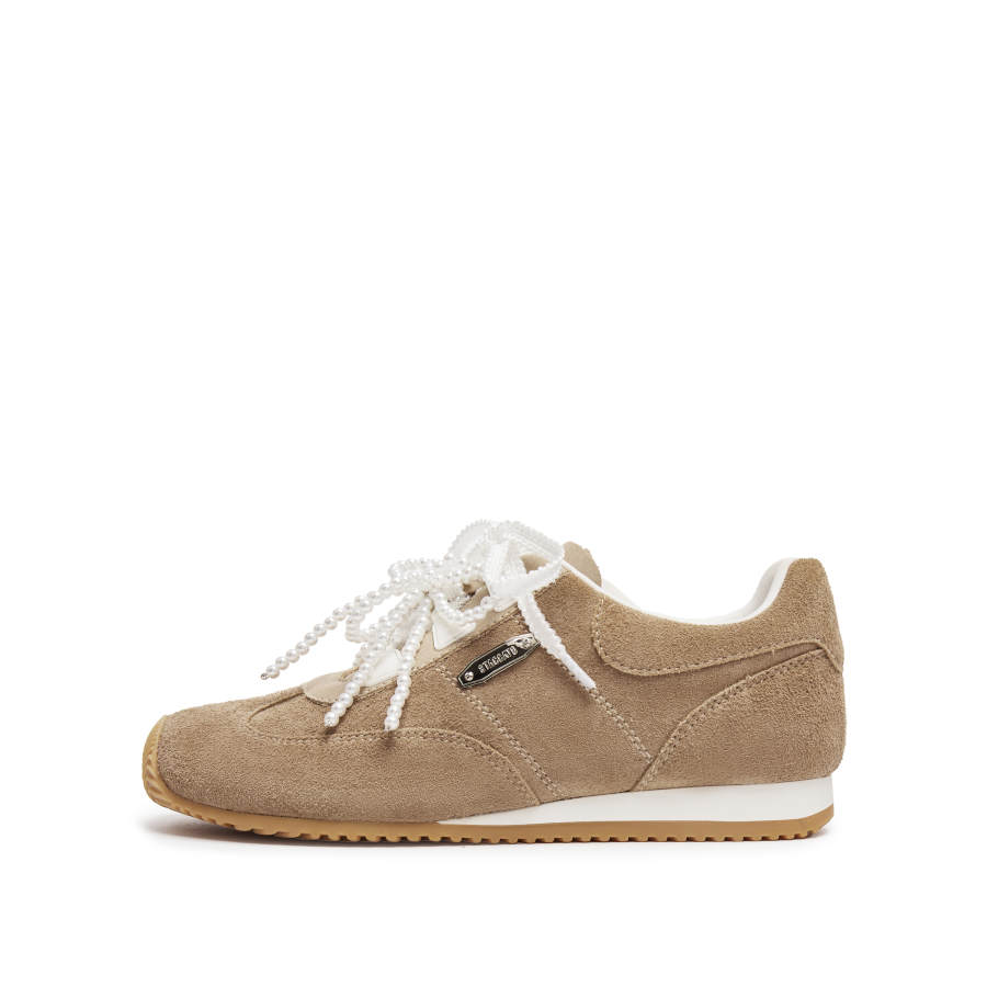 Staccato Cow Split Leather Low top Skateboard Shoes Women's Soft Apricot
