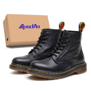 SITULANG ApsdAa X SITULANG 101 Litchi Grain Leather Combat Boots 3cm Unisex Black