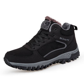 RONGSHI Thermal Slip Resistant Winter Comfortable Soft Sole Walking Fleece Lined Cotton Shoes For Middle Aged Parents