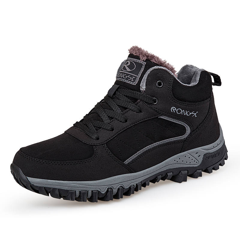 RONGSHI Thermal Slip Resistant Winter Comfortable Soft Sole Walking Fleece Lined Cotton Shoes For Middle Aged Parents