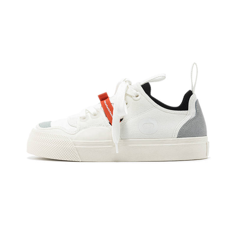 OETZI Cow Split Leather Low top Skateboard Shoes Unisex White Gray