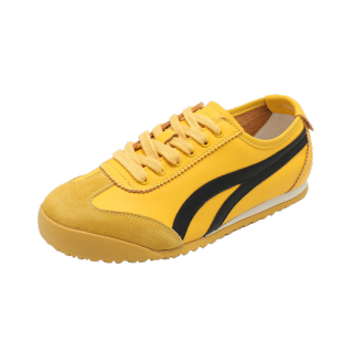 BAFFN Vintage Color Block Cow Leather Breathable And Lightweight Low top Casual Shoes Women's Yellow
