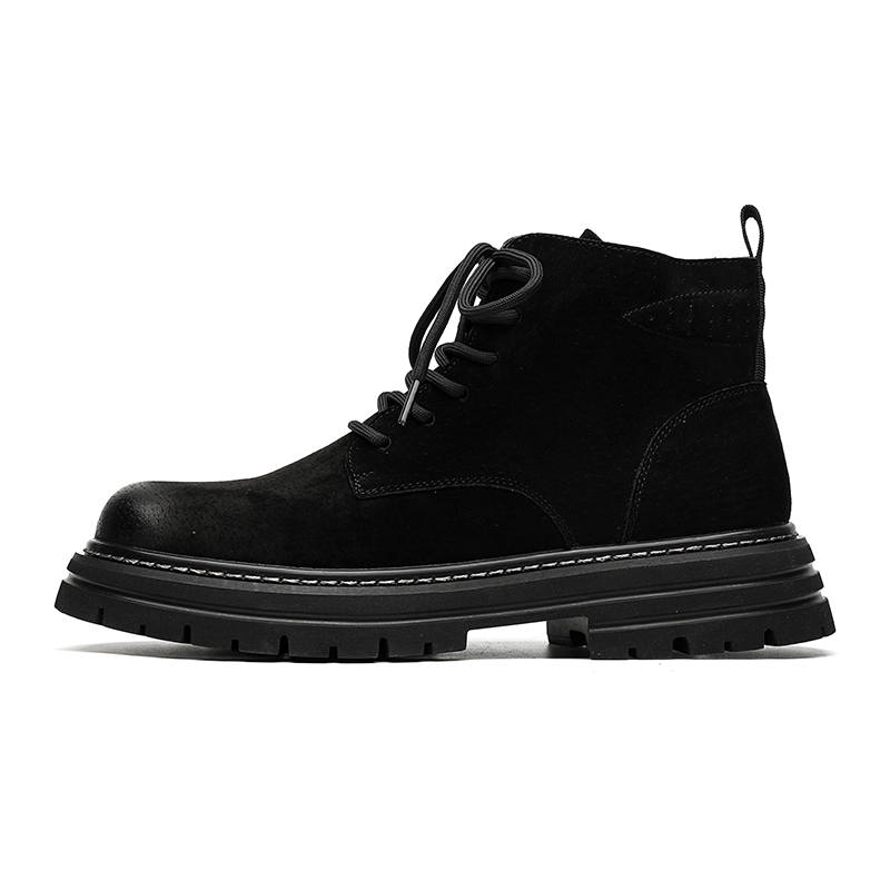 KAQIAODI Split Pig Leather Short Combat Boots Men's