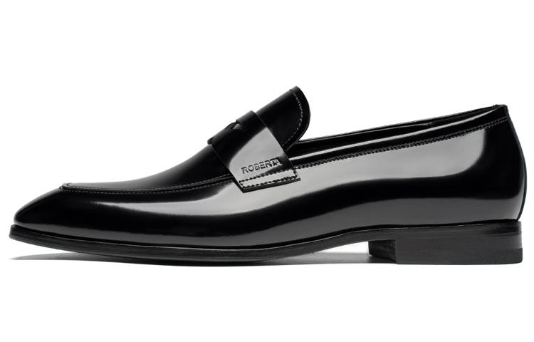 ROBERTA DI CAMERINO Top Grain Cow Leather Casual Shoes Men's Black