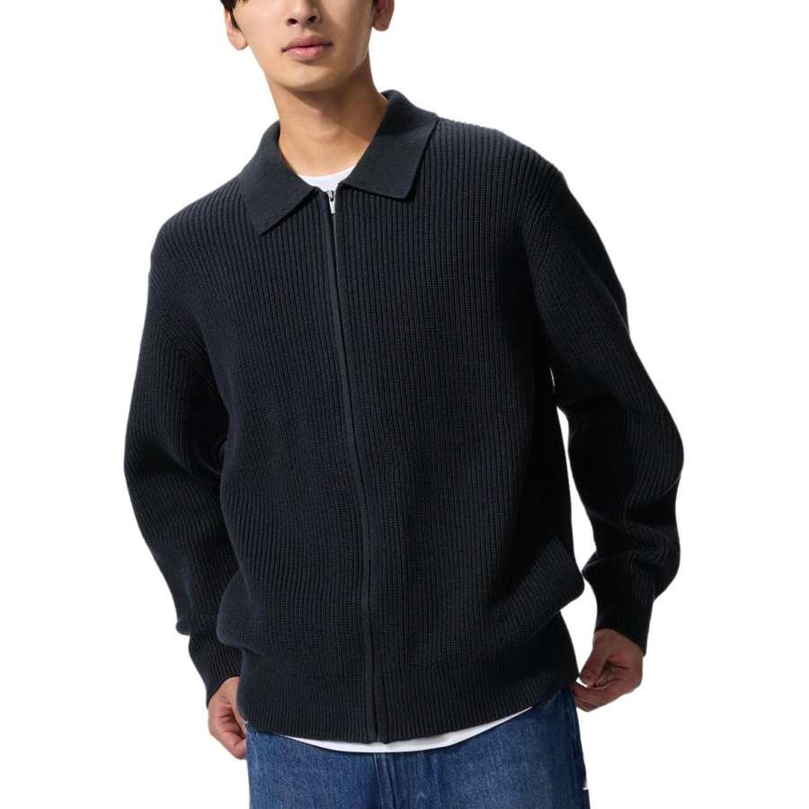 UNIQLO Jackets Men's Navy Blue Lapel Moderate Other