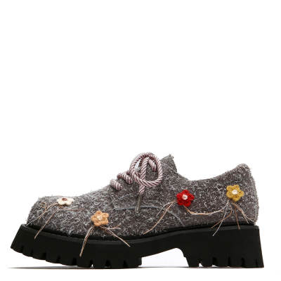OICIRCLE Cow Suede Casual Shoes 5CM Women's Floral Island