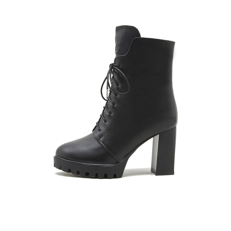 PIERCE GENTRY Cow Leather Ankle Boots 9cm Women's Black