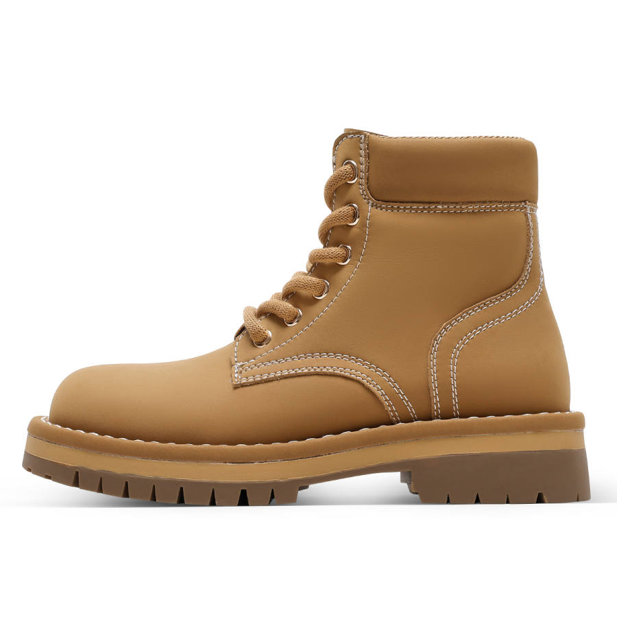 C°BANNER Synthetic Leather Combat Boots Women's Earth Yellow
